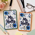 Personalized Floral Educator Badge Holder - 6 Colors