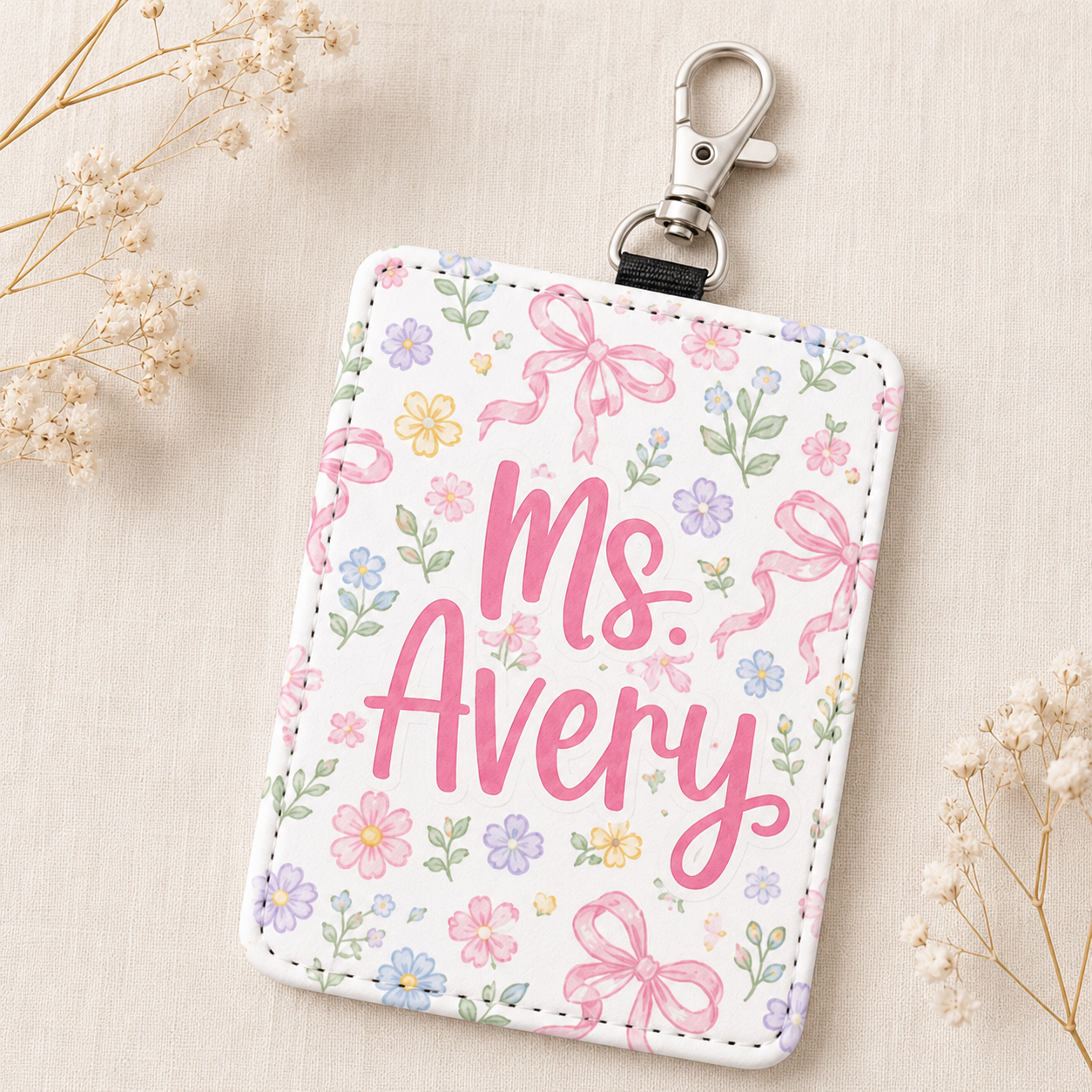 Pastel Floral Custom Badge Holder - 5 Designs