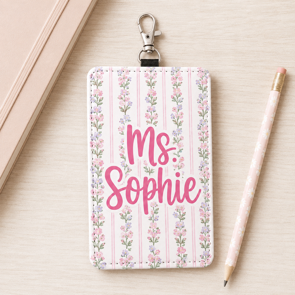 Pastel Floral Custom Badge Holder - 5 Designs