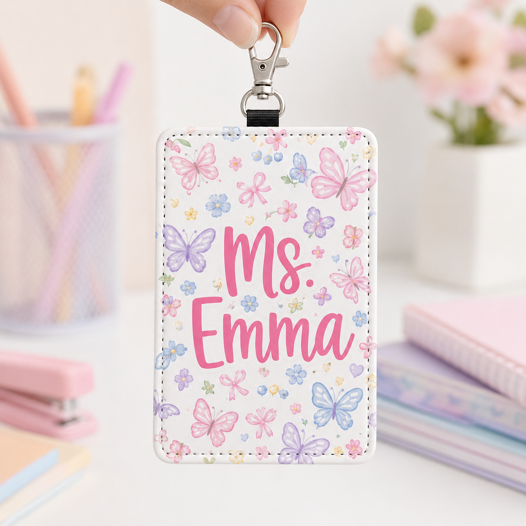 Pastel Floral Custom Badge Holder - 5 Designs