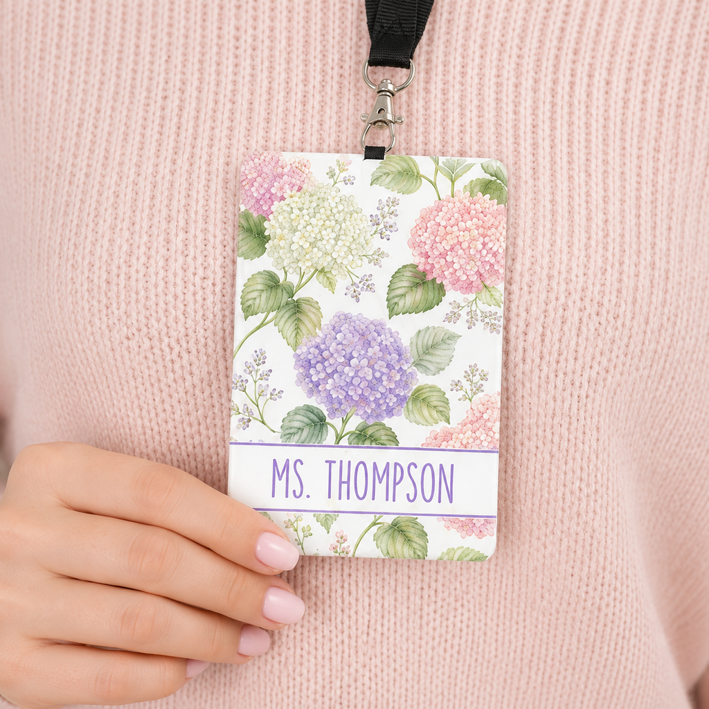 Personalized Floral Badge Wallet – Custom Name ID Holder