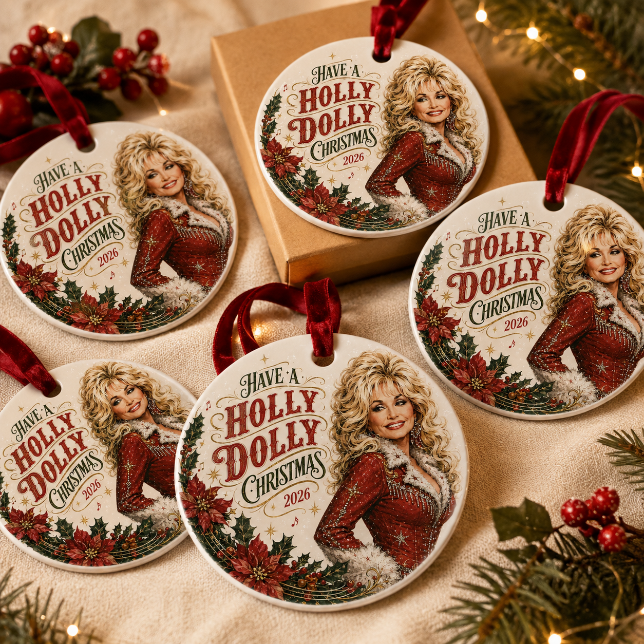 Have A Holly Dolly Parton Ceramic Ornament