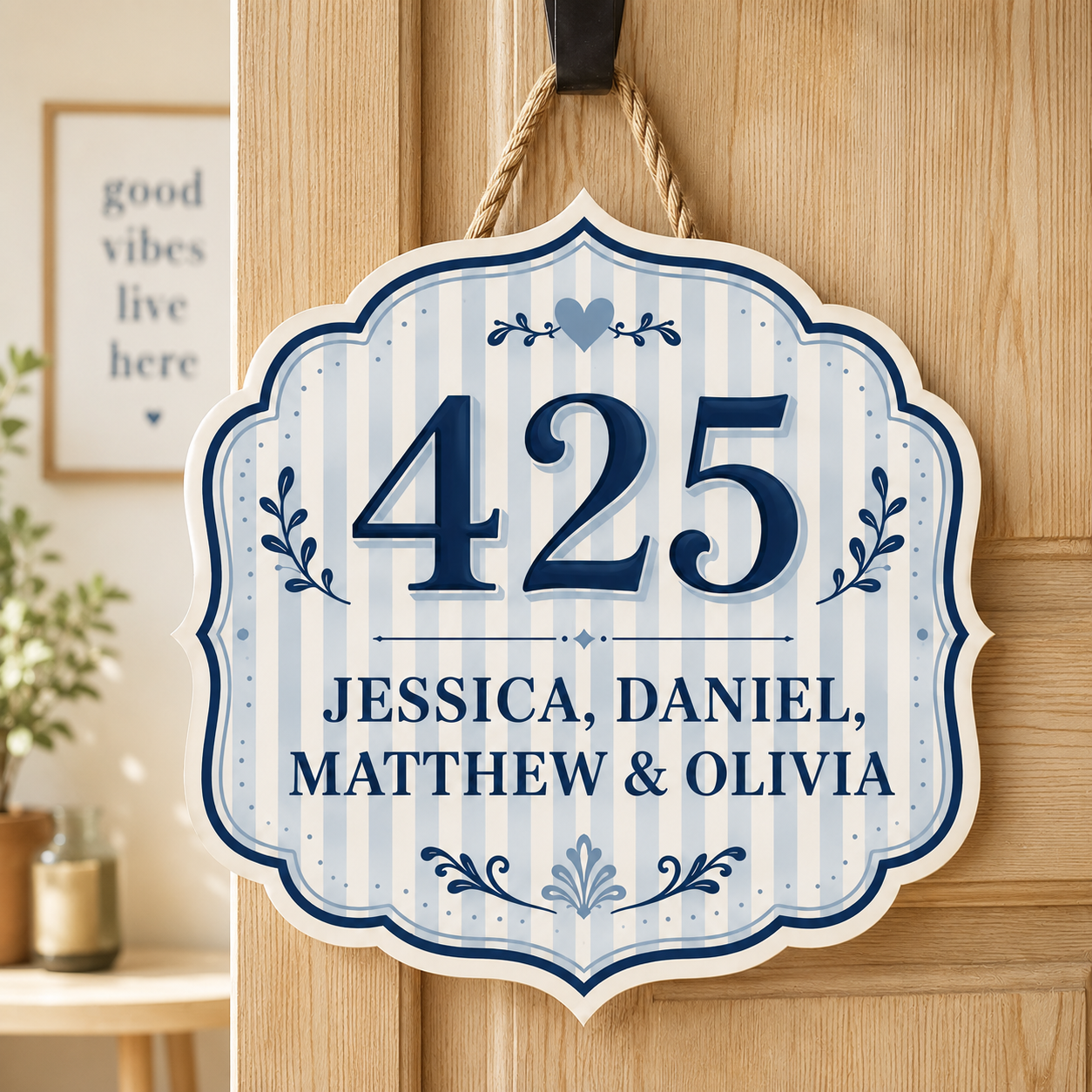 Custom Dorm Door Sign, Striped Dorm Sign, Elegant College Dorm Decor