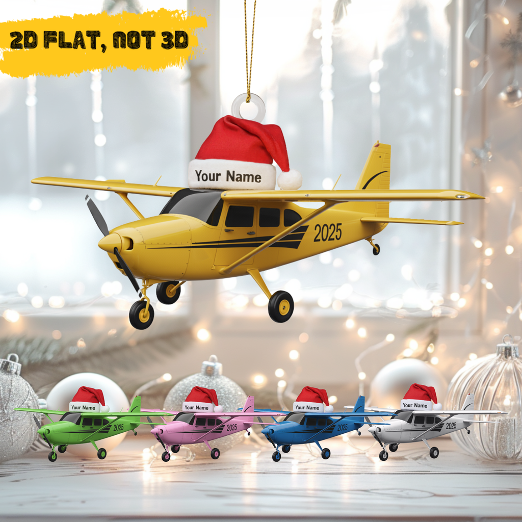 Personalized Airplane Acrylic Ornament - 6 Colors - 2D FLAT, NOT 3D