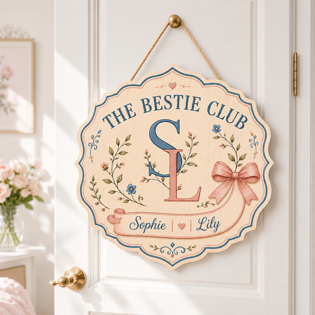 Custom Bestie Door Sign, College Room Decor