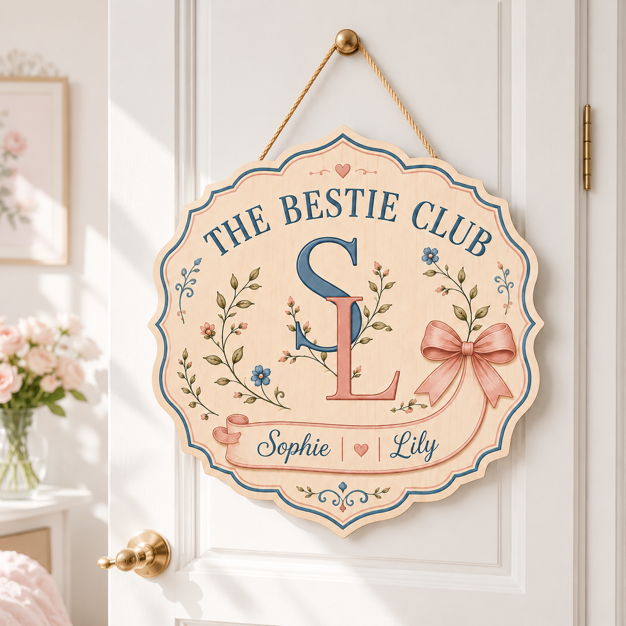 Custom Bestie Door Sign, College Room Decor