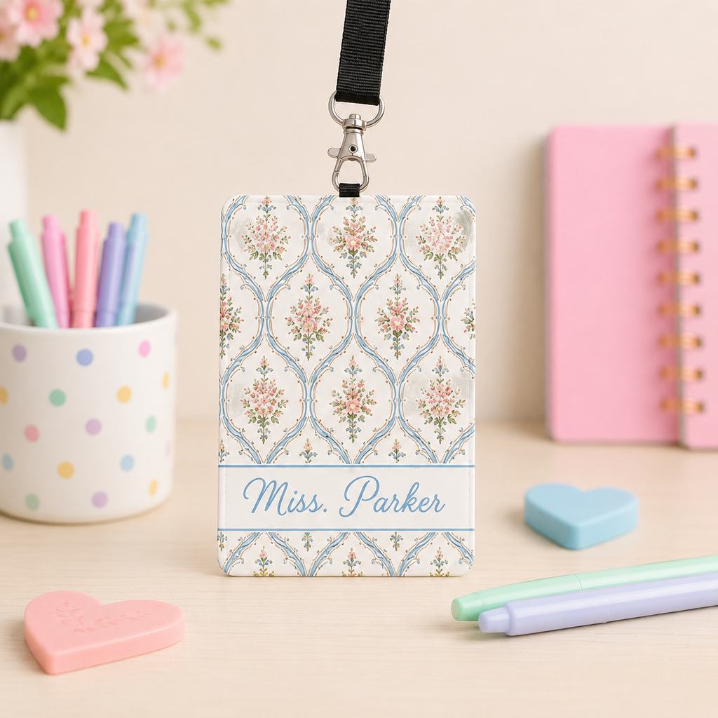 Personalized Floral Badge Wallet – Custom Name ID Holder