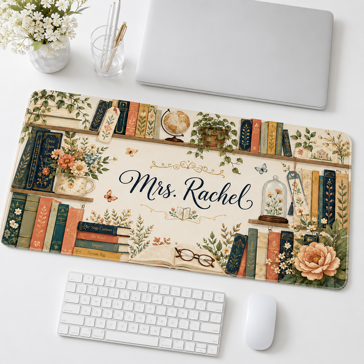 Teacher Desk Mat - Custom Name, Book Lover Gift