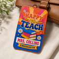 Retro Happy to Teach Kindergarten ID Case - CUstom Grade Level & Name