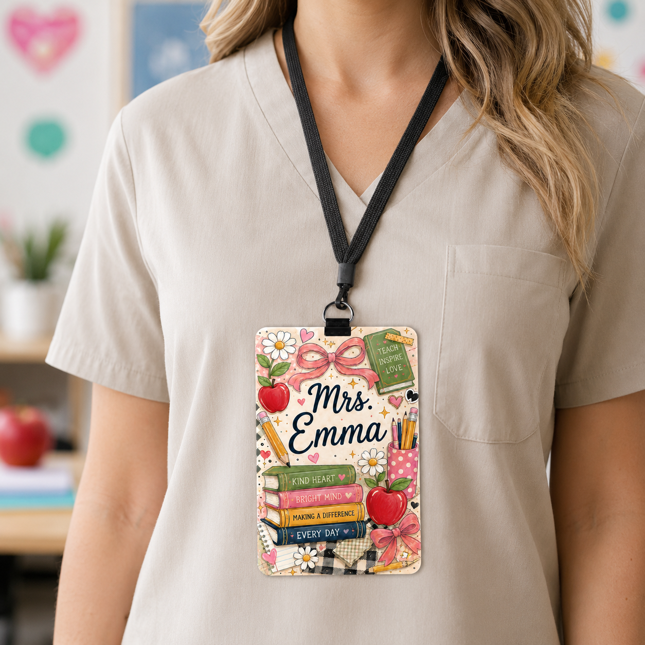Personalized Teacher Badge Holder – Custom Name ID Lanyard