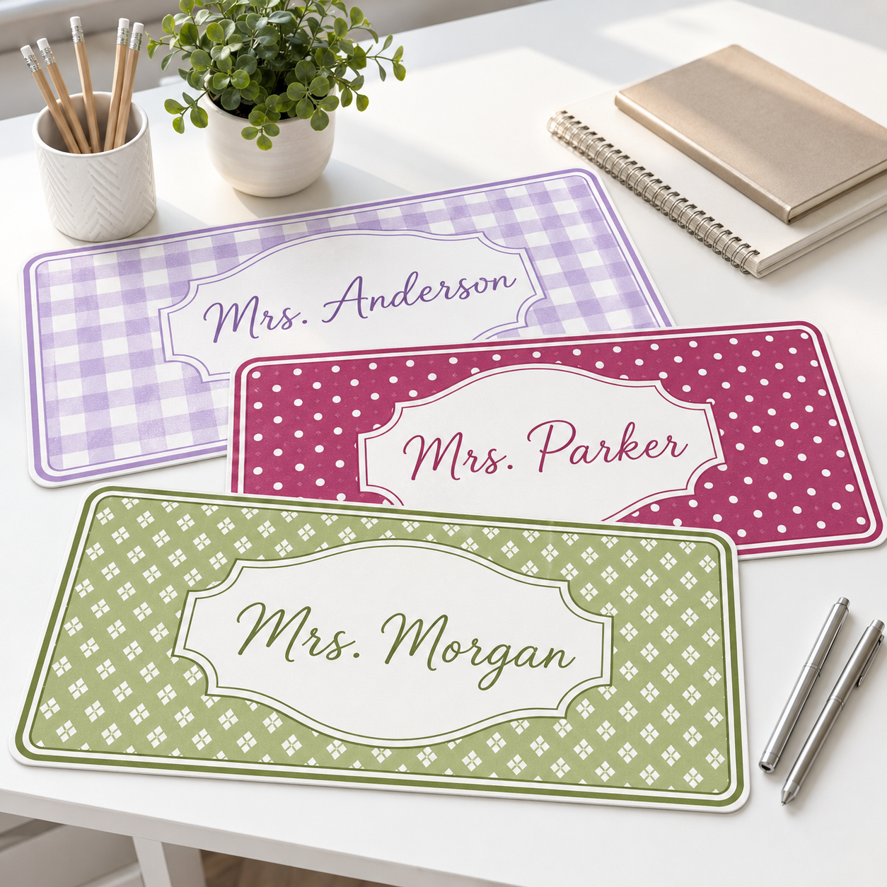 Custom Name Desk Pad – Preppy Teacher Workspace Decor