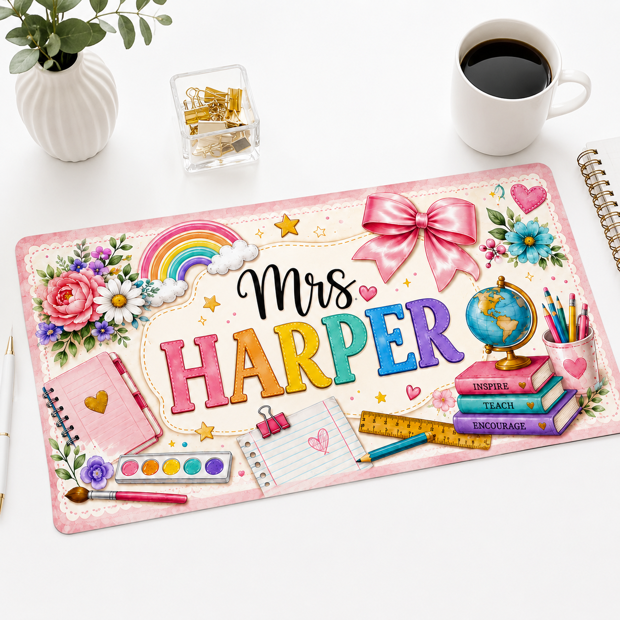 Customized Teacher Name Desk Mat - Gift for New Teacher