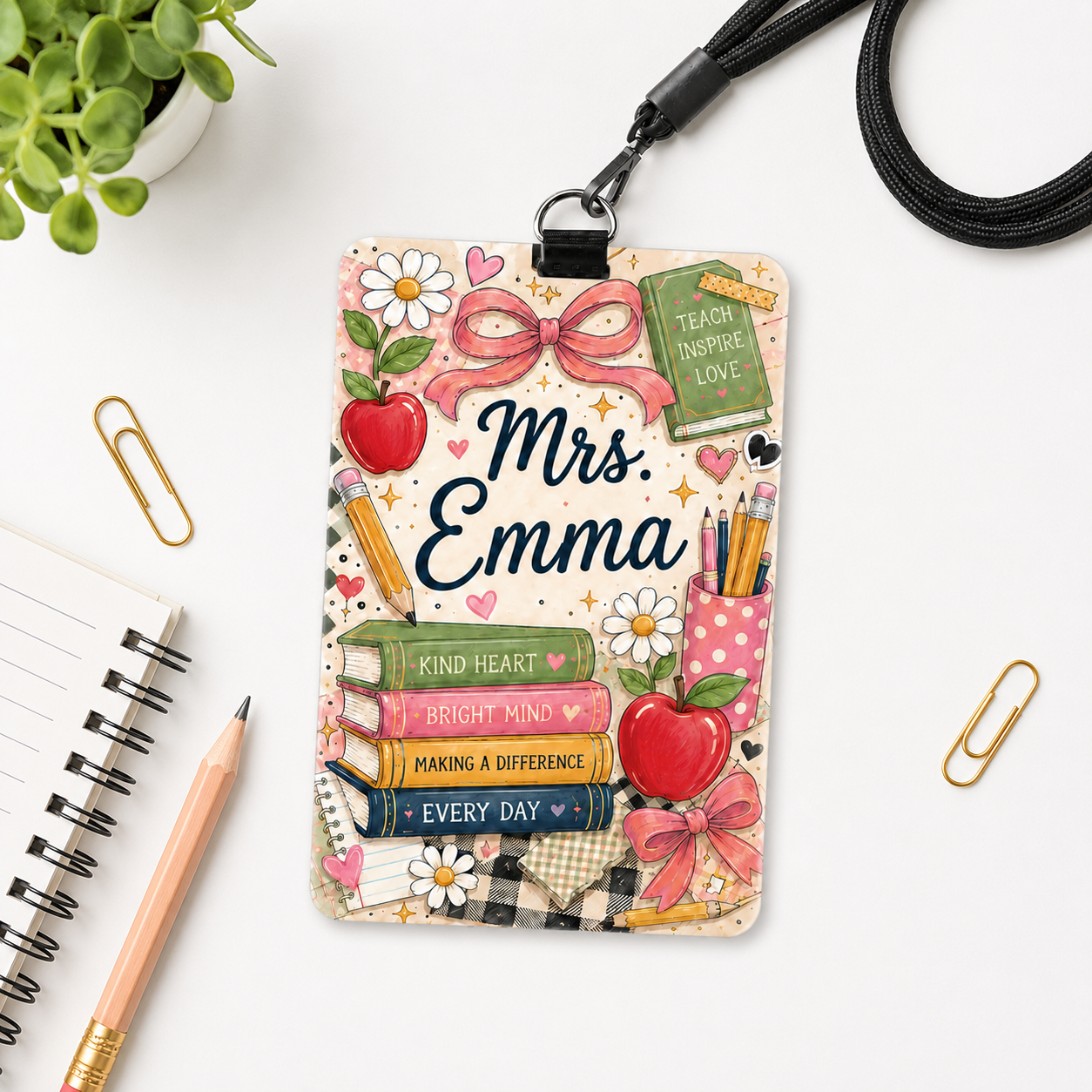 Personalized Teacher Badge Holder – Custom Name ID Lanyard