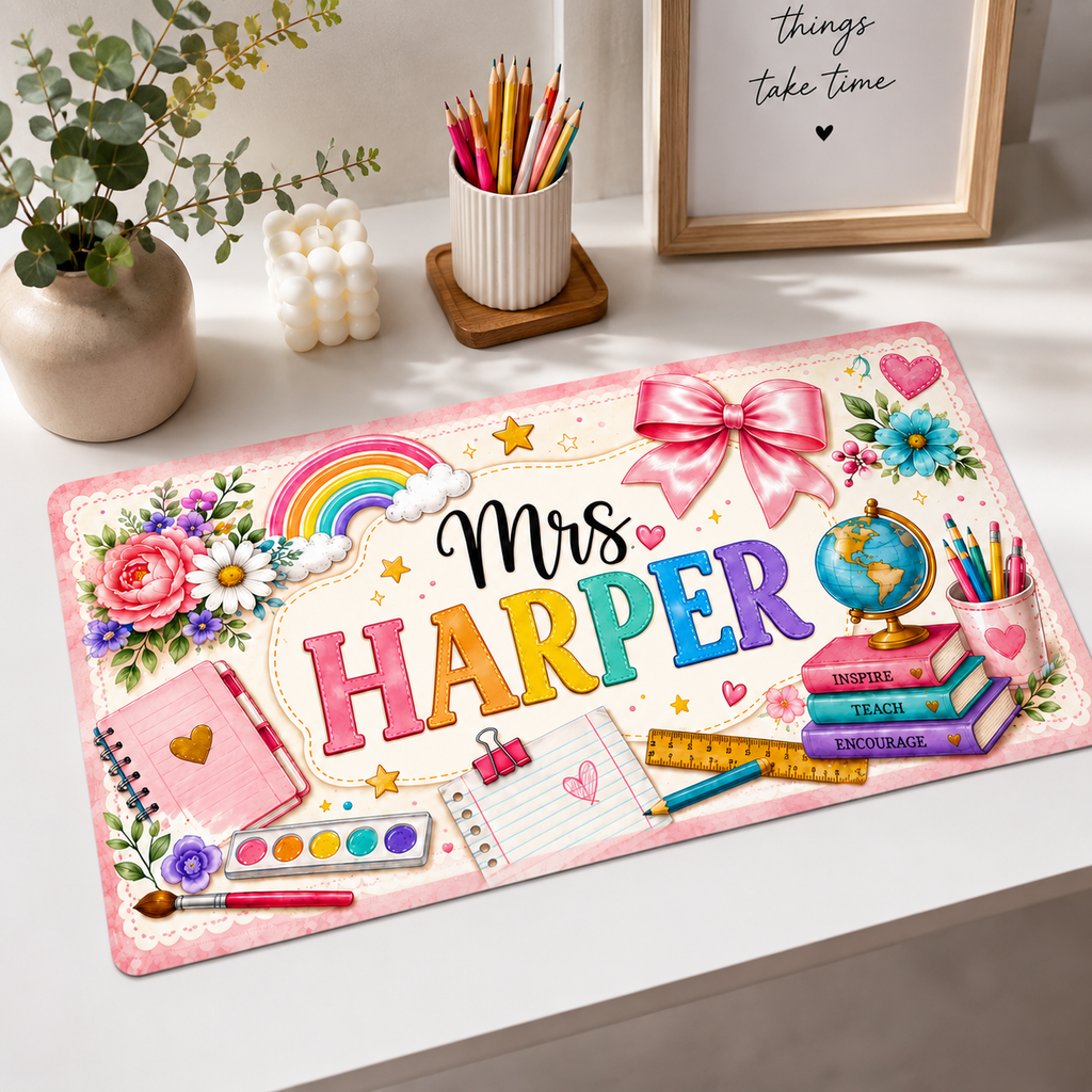 Customized Teacher Name Desk Mat - Gift for New Teacher