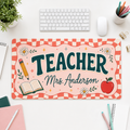 Pink Striped Teacher Name Desk Mat
