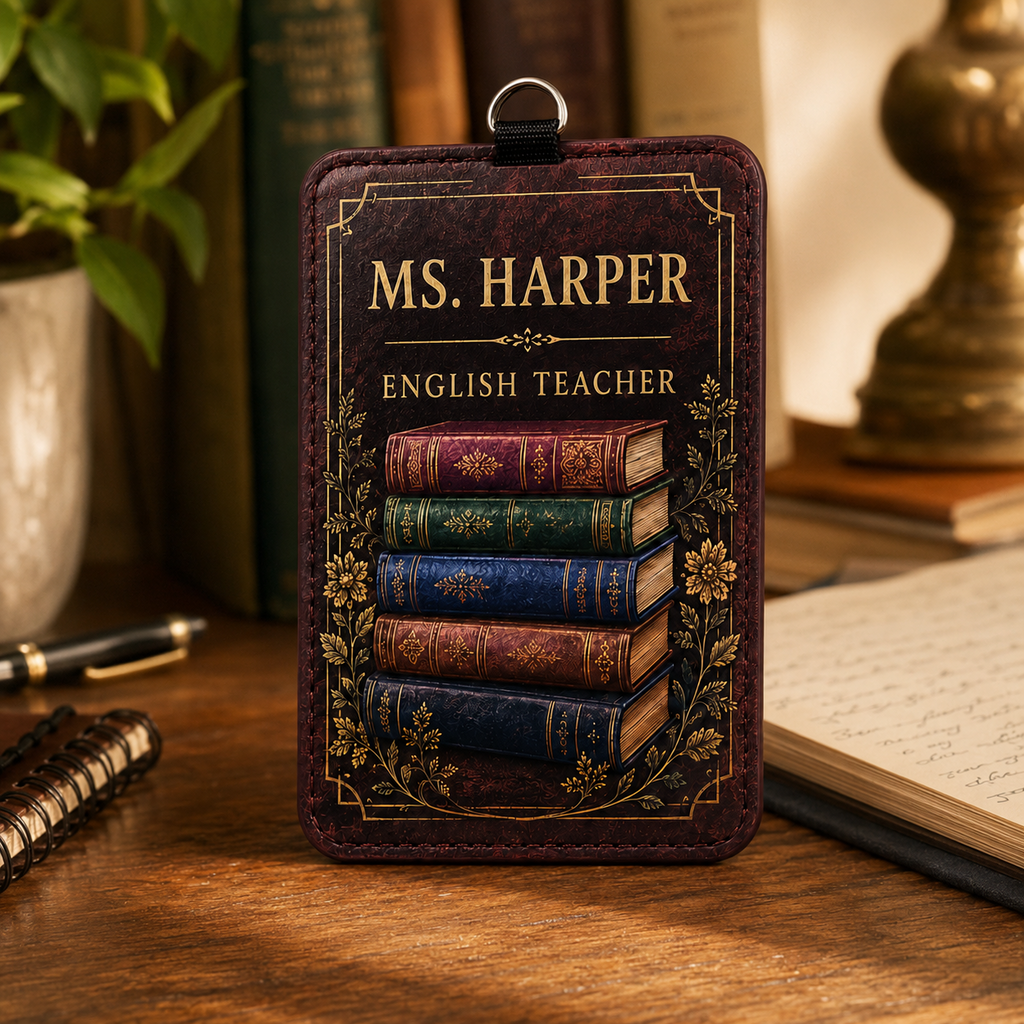Vintage Library English Teacher Badge Holder