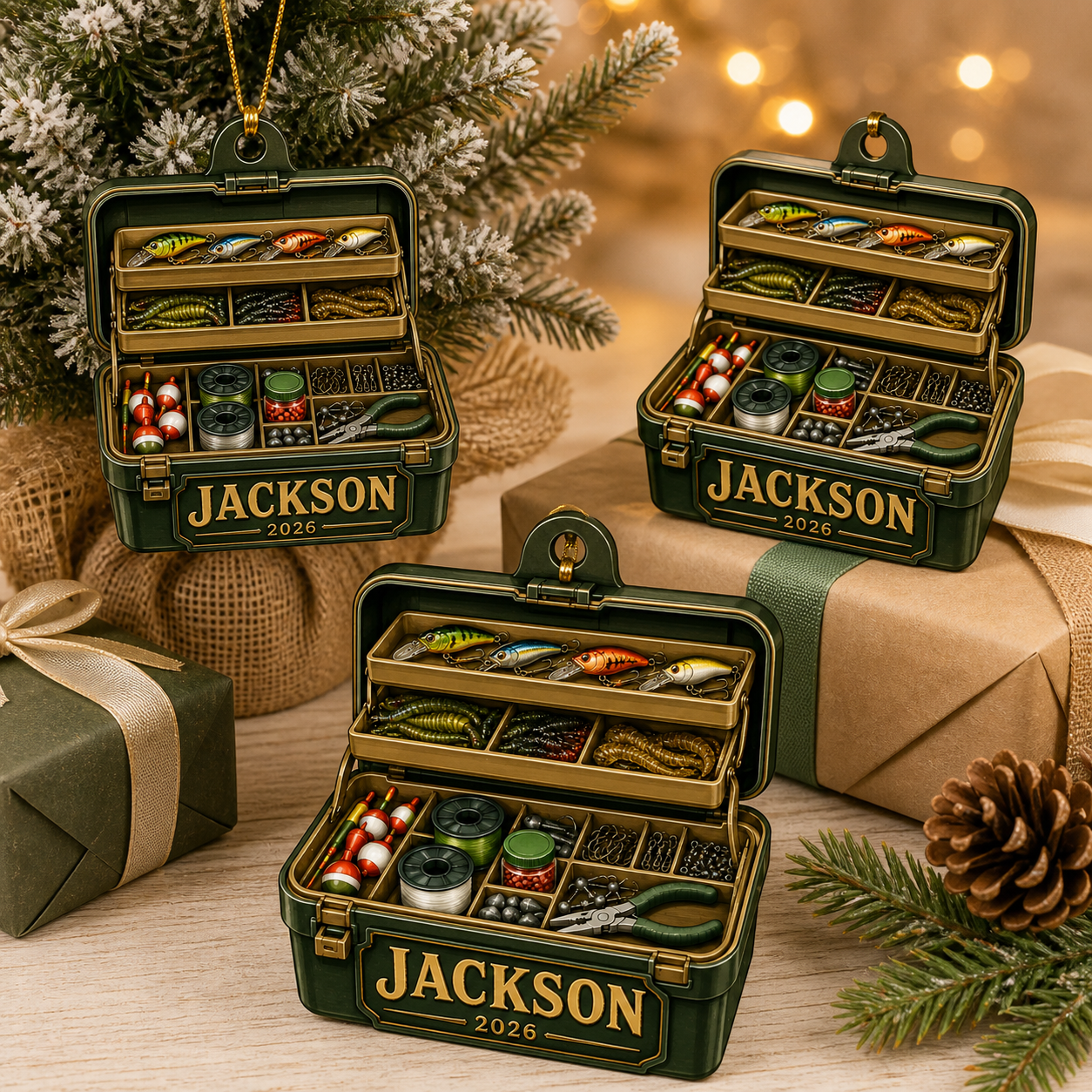 Personalized Fishing Tackle Box 2D Ornament, Fisherman Ornament